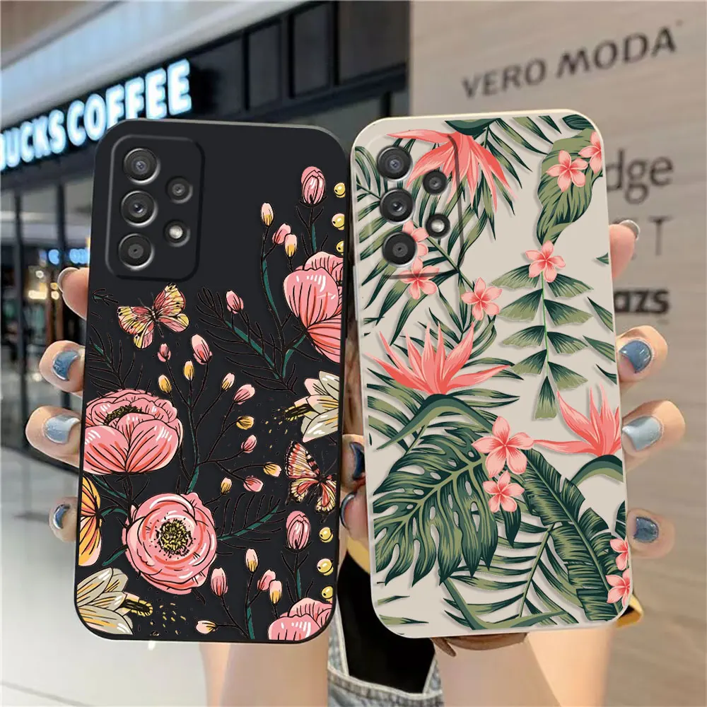 Phone Case For Samsung Galaxy A91 A73 A72 A71 A53 A51 A42 A32 A23 A22 A13 A22S 4G 5G Case Fundas Shell Spring Flowers Butterfly hippie rainbow art case for samsung galaxy a51 a71 a41 a31 a13 a11 a01 a72 a52 a42 a32 a22 a52s a21s a02s a03 a12 a02 shell