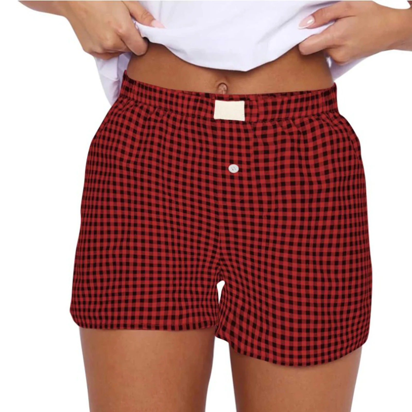 YiZYiF Womens High Waist Plaid Shorts Breathable and Soft Casual Elastic Waistband Panties Homewear Sleepwear Pajama Bottoms