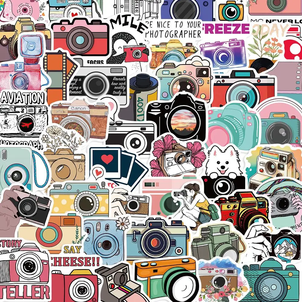 10/50PCS Camera Cartoon photographer Stickers Pack DIY Skateboard Motorcycle Suitcase Stationery Decals Decor Phone Laptop Toys