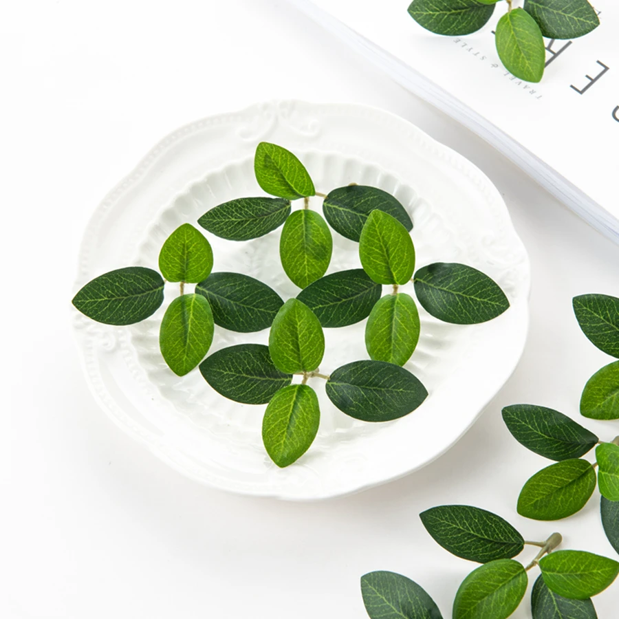 

50Pcs Silk Tea Leaf Fake Plants Diy Scrapbook Candy Box for Wedding Bridal Bouquet Christmas Home Party Decor Artificial Flowers