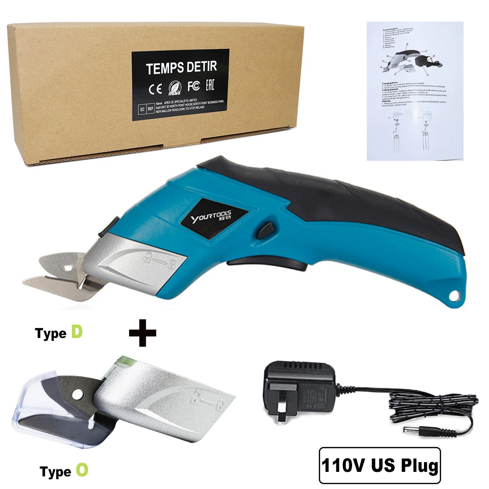 Cordless Electric Scissors with Two Blades - Fabric, Leather, Carpet & Cardboard  Cutter - 4V Lithium Ion Rechargeable Battery