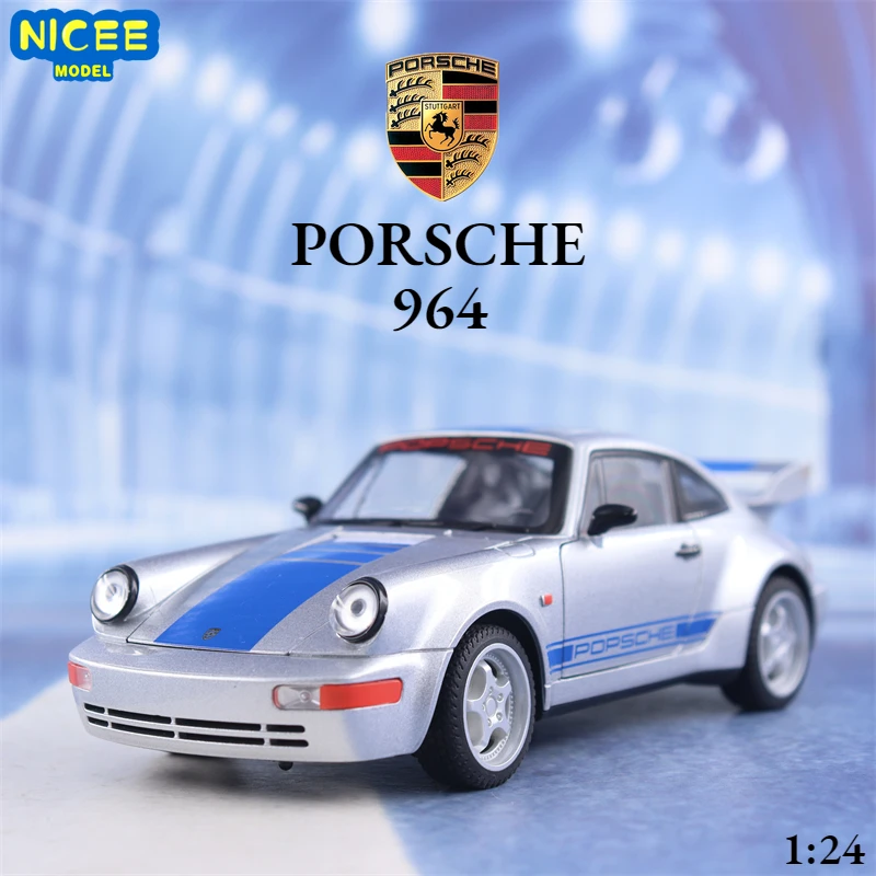 1:24 Porsche 964 Classic Retro Sport Car Diecasts Metal Toy Vehicles Car Model Simulation Sound Light Pull Back Kid Gift F588