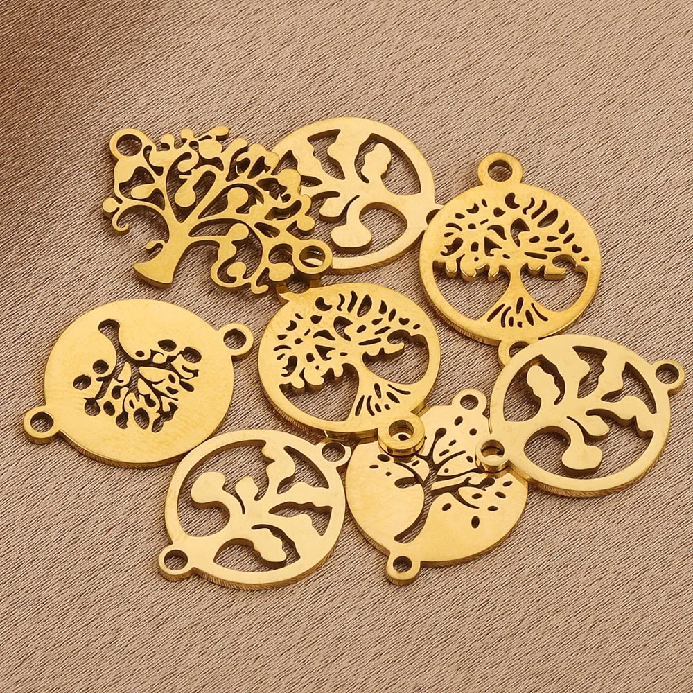 Stainless Steel Tree of Life Pendant Necklace Bracelet Pendant DIY Necklace Bracelet Jewelry Accessory 2
