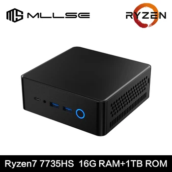 MLLSE 데스크탑 게임용 컴퓨터 미니 PC, K2, AMD Ryzen 7 7735HS, 8C, 16T, DDR5, 16GB RAM, 1TB ROM, SSD, Window 11 Pro, BT5.0, WiFi5