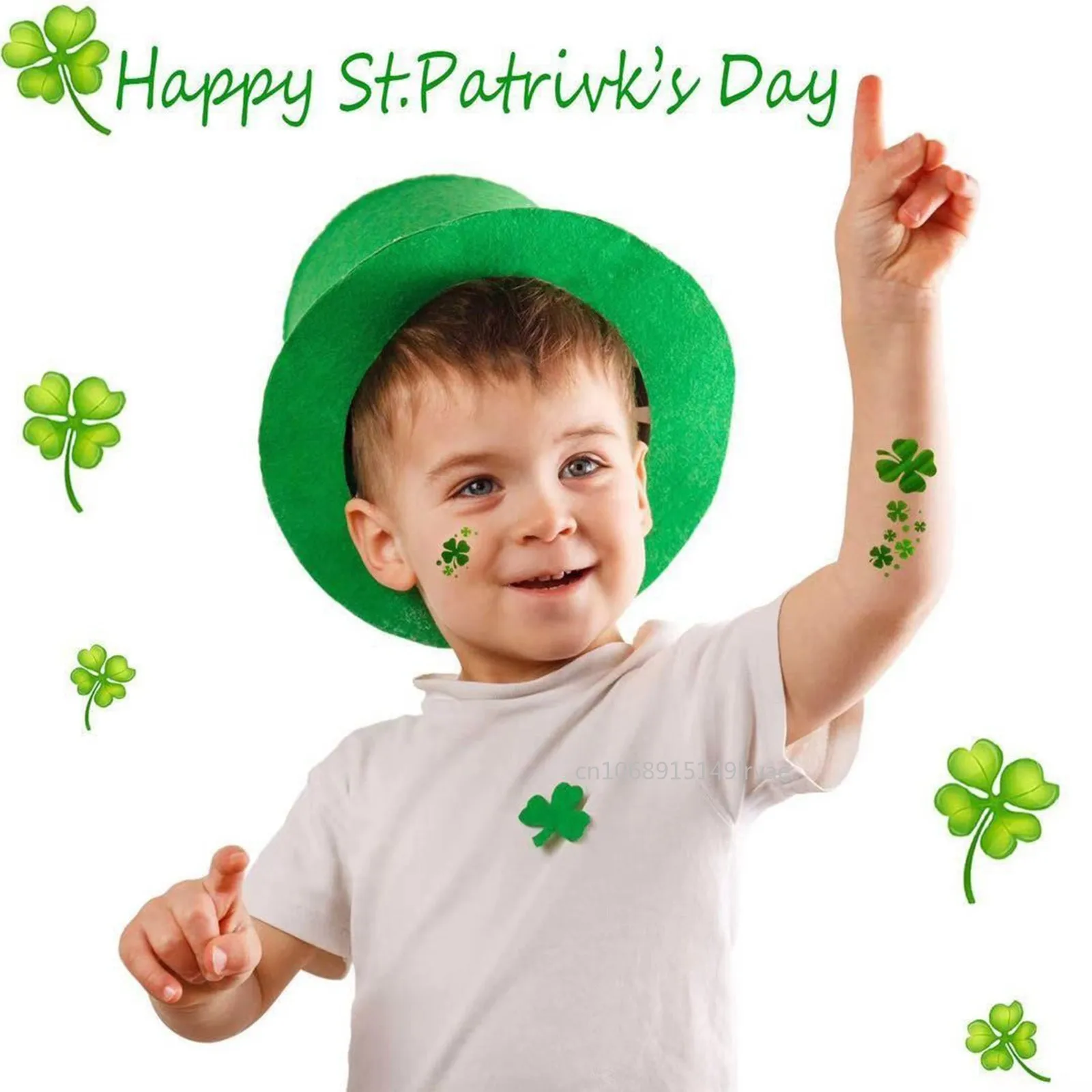 72PC Four Leaf Clover Temporary Saint Patrick's Day Tattoo Sticker Irish Carnival Party Stickers Party Decor Kids Creative Gifts