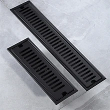 

Matt Black Floor Drain 304 Stainless Steel Lavatory Bathroom Shower Long Linear Drainage Side Floor Drainer Cover 50 40 30 20 cm