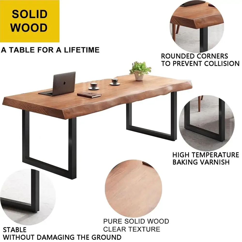 Solid Wood Office Desk Dining Table Handmade Multi Functional Easy Assembly Stylish Modern Farmhouse Design 6