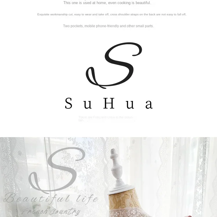 Description Picture 4 of itemFemale Women Apron Cotton Linen Aprons Dress Garden Cafe Kitchen Cooking Florist Palace Style Vintage Fashion Dress Aproning