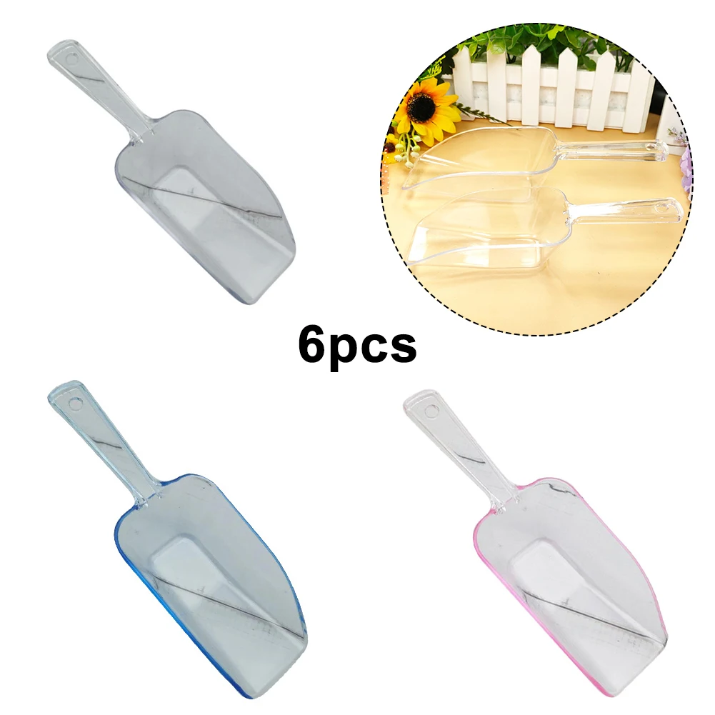 

6PCS Clear Plastic Ice Scoops Ice Scoopers Ice Shovel For Birthday Party Dessert Weddings Candy Dessert Baking Kitchen Tools