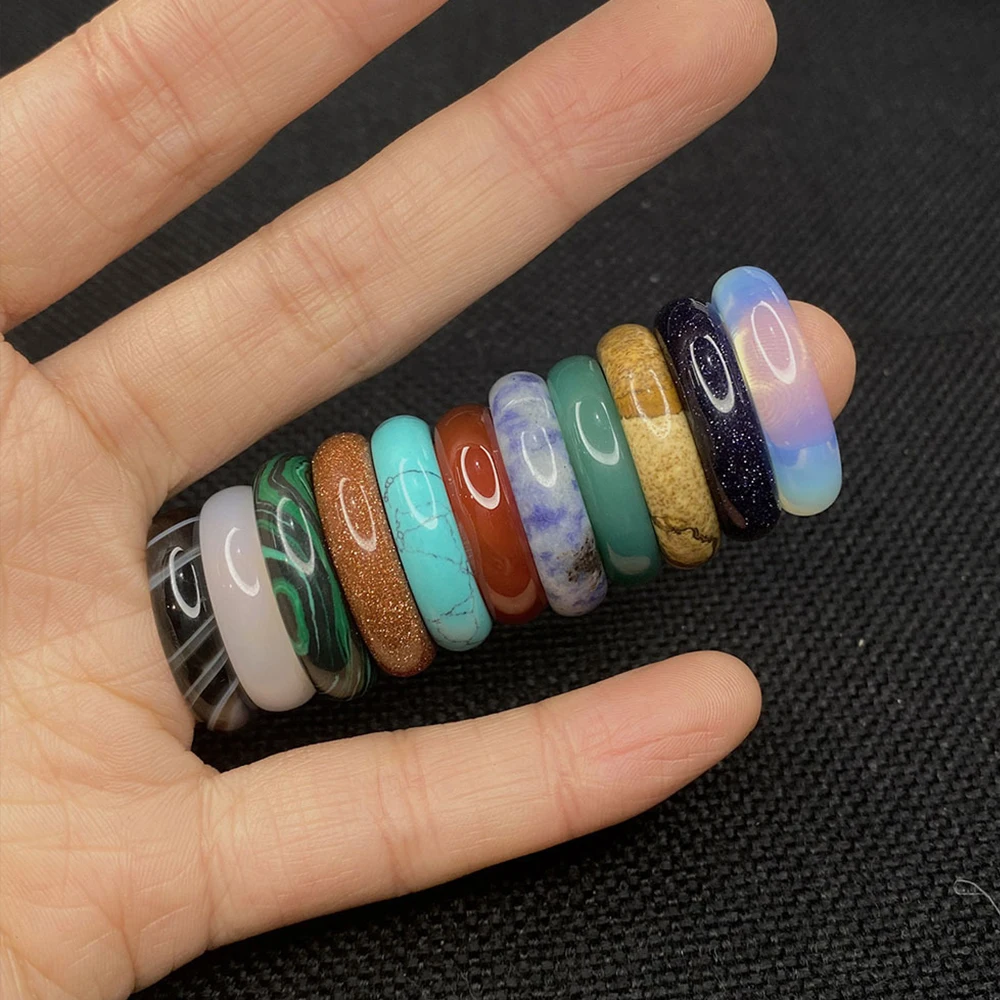 Crystal Agate Ring Natural Gemstone Carnelian Stacking Rings Reiki Energy Good Luck Charms Jewelry Gift for Women and Men 6