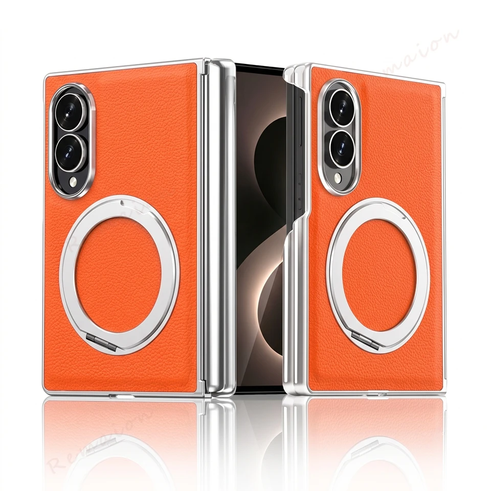 Leather 360° Stand Magnetic Phone Case with MagSafe - Shockproof Luxury Cover