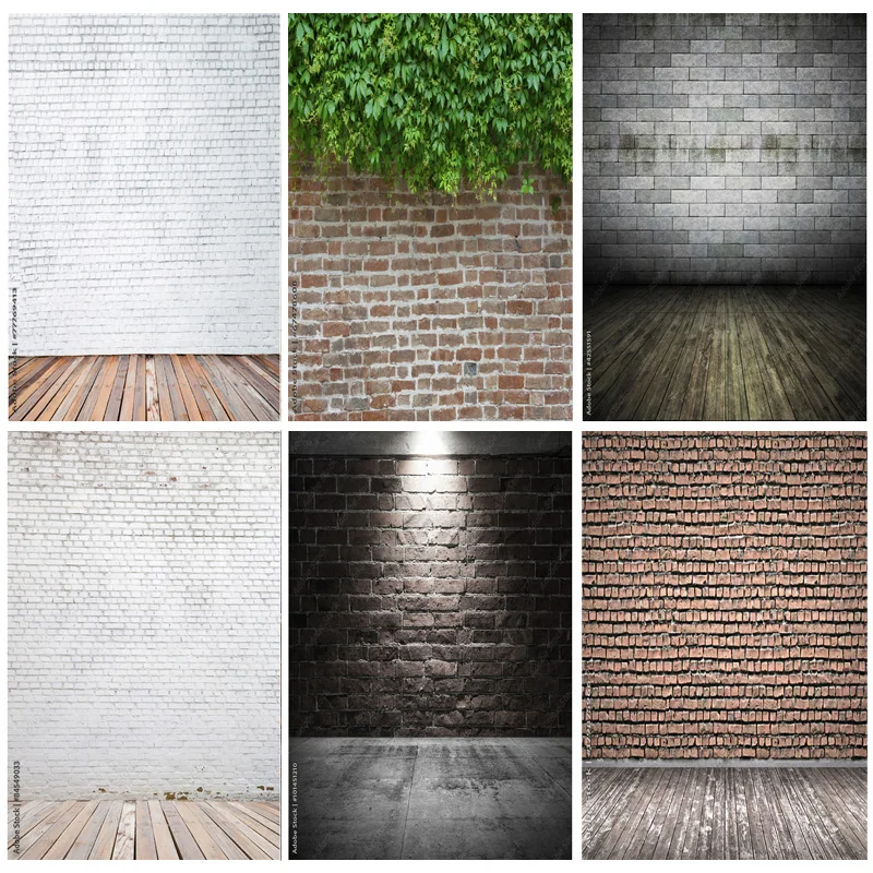 

Vintage Brick Wall Wood Floor Photography Backdrops Portrait Photo Background Studio Prop 211218 ZXX-13