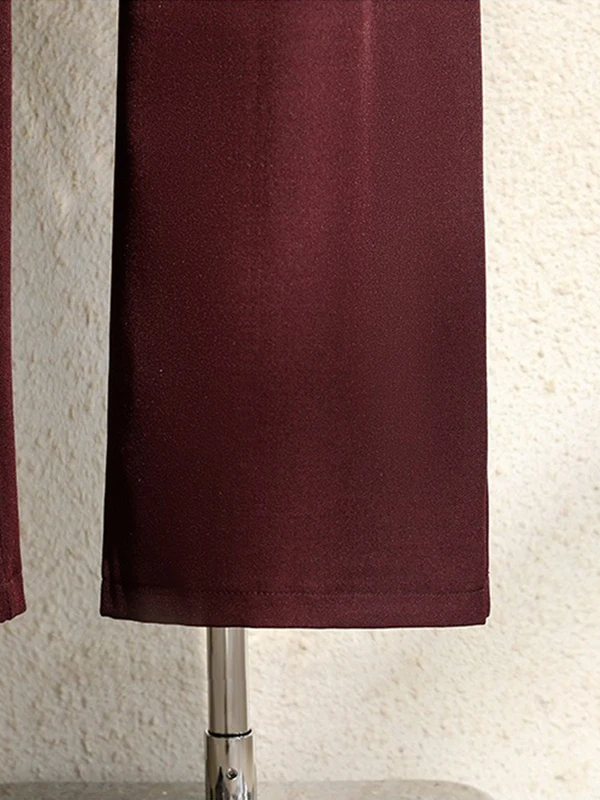 2026 New Burgundy Suits Pants for Women Office Lady Elegant High Waist Wide Leg Fashion Trousers with Pockets Black Gray