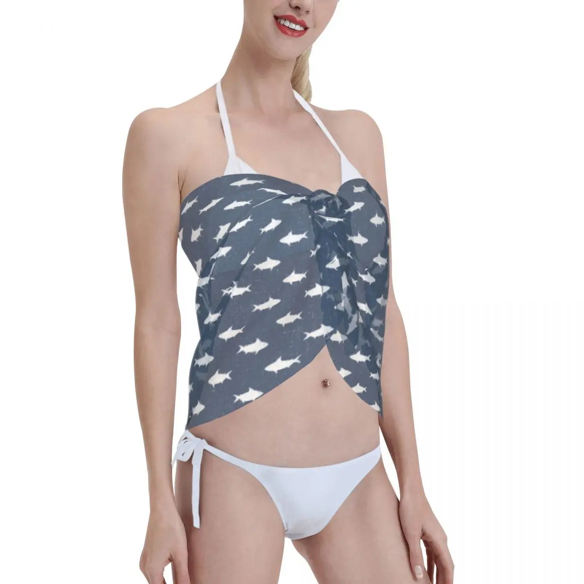 Fisn Sea Pattern Kaftan Sarong Swimsuit Women Sexy Ladies Skirt Bikini Cover Up