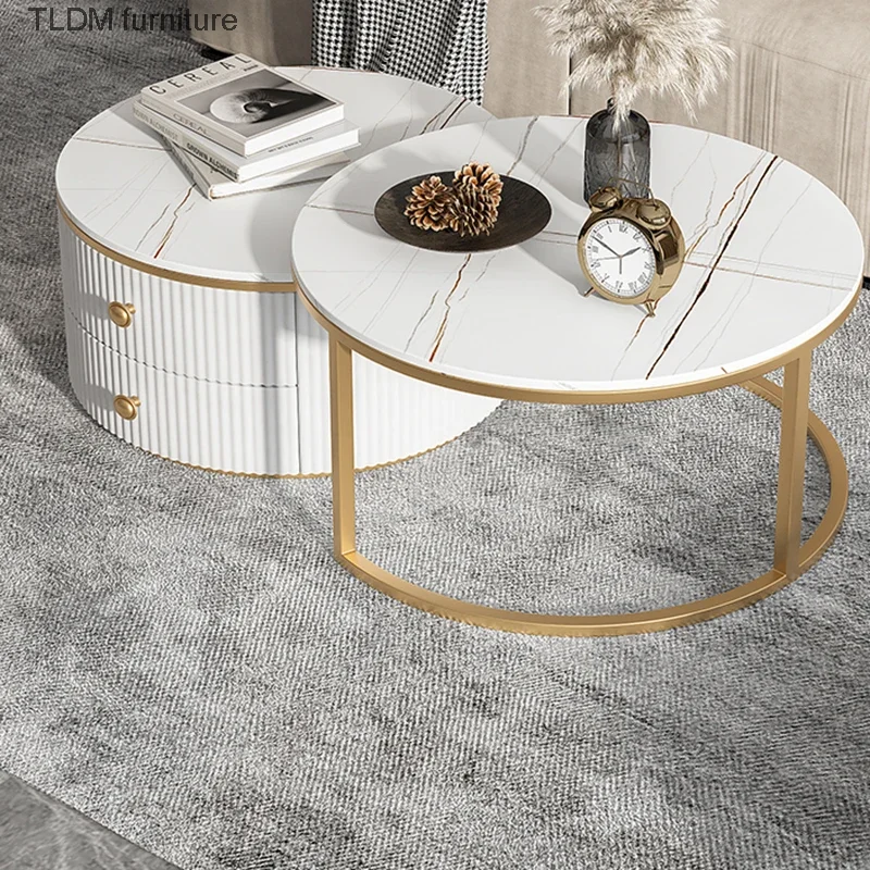 

Center Living Room Luxury Table Round Marble Tea Table Modern Designer Mesas De Centro Para Sala Nordic Furniture GXR35XP