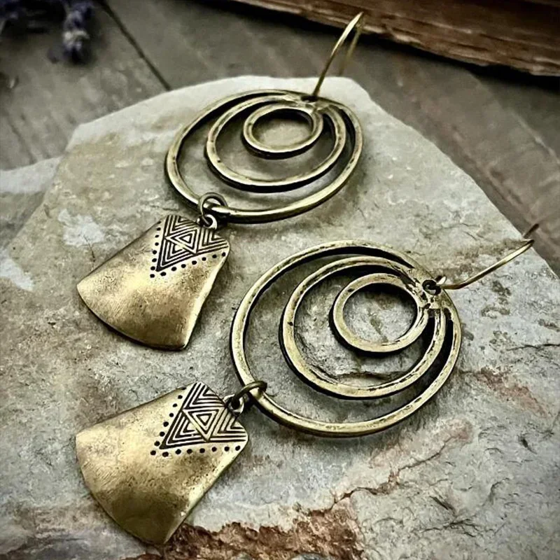 

Vintage Sector Earrings for Women Gold Color Dangle Earrings Gift Jewelry