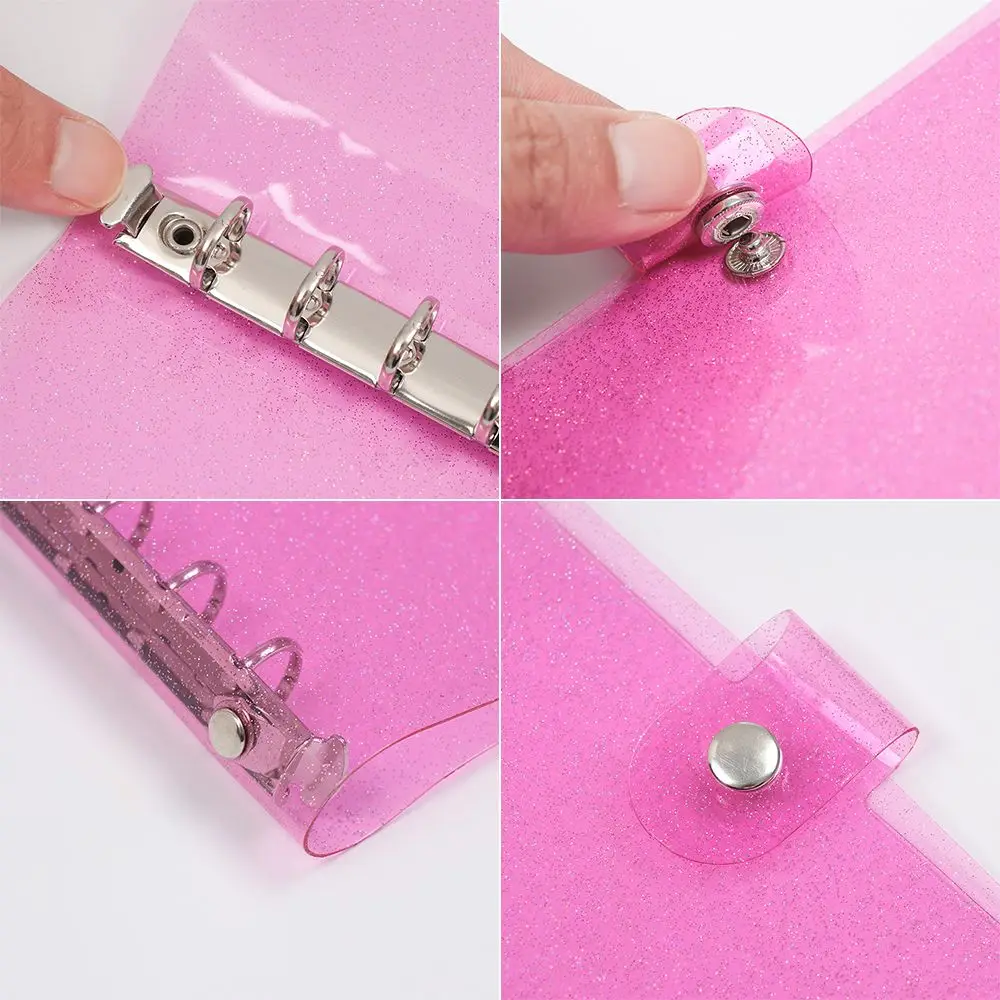 A5/A6/A7 Glitter Office Supplies Refillable Black Pink Diary Book Loose Leaf Binder Planner Clips File Folder Notebook Cover file folders,notebook cover