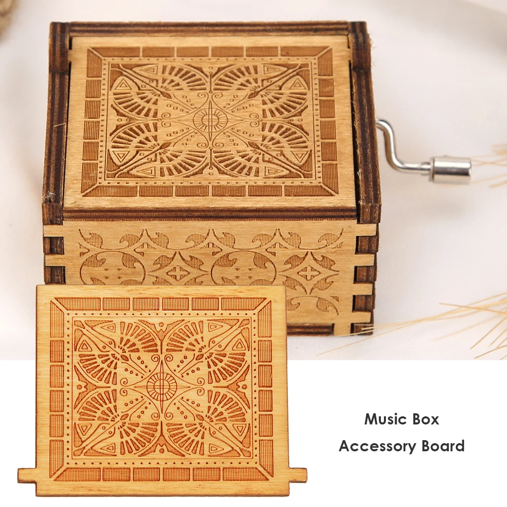 Child Kids Gift Mini Retro Wood Board Accessories 65x45mm Handheld Music Boxes Birch Plywood for Pattern Hand Cranked Music Box