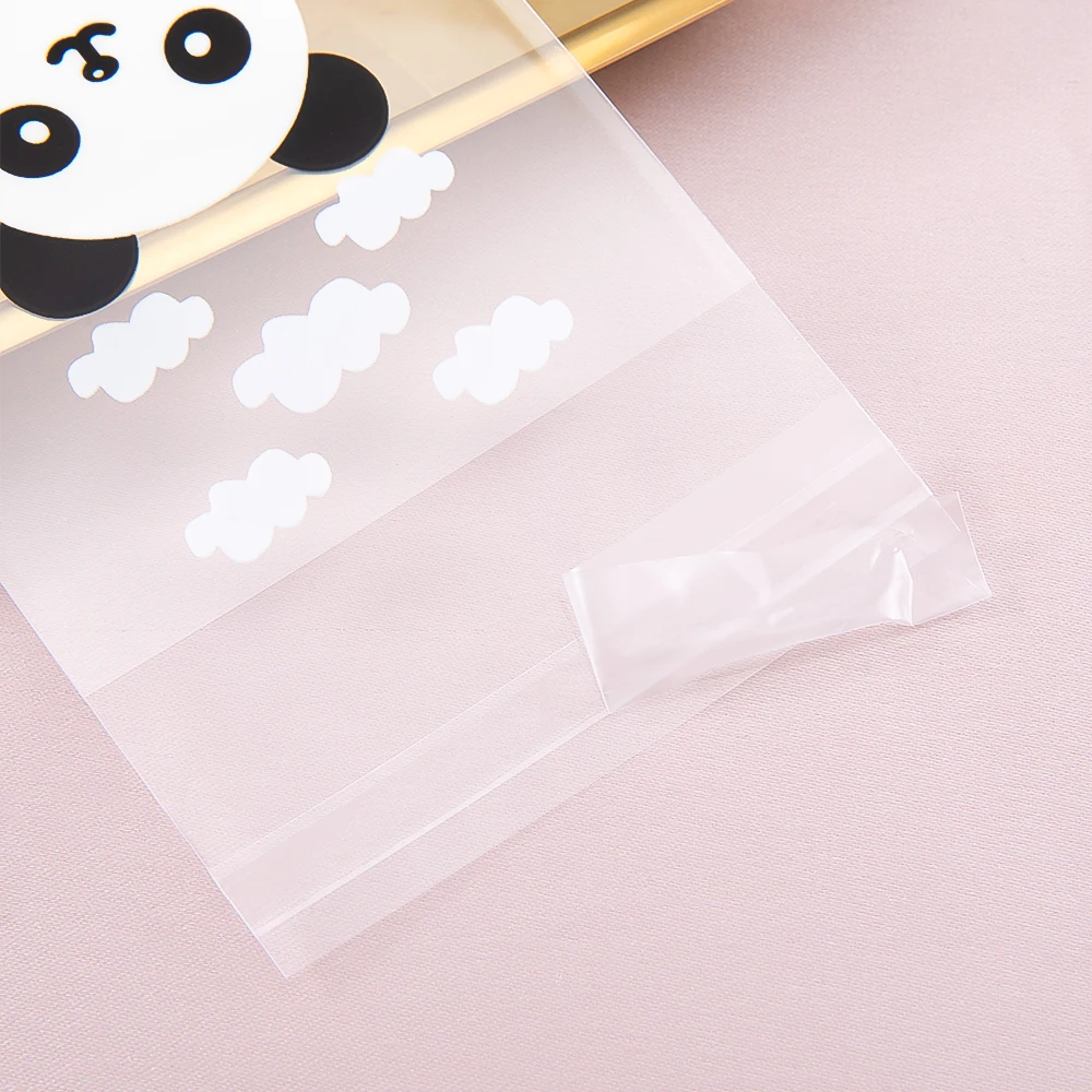 50pcs Self-Adhesive Bags Transparent Cute Panda Self-Adhesive Bags for DIY Jewelry Display Handmade Cookies Candy Packaging
