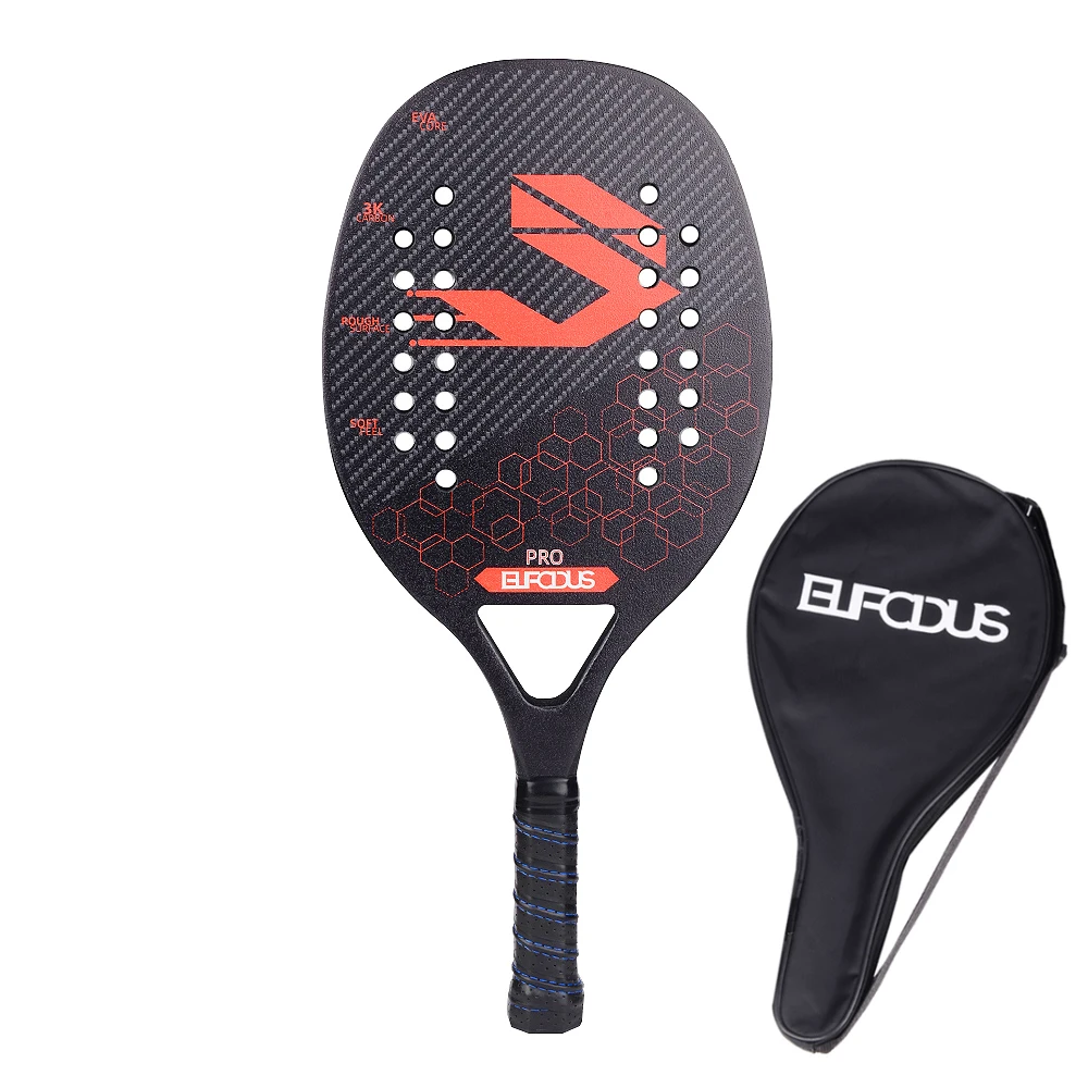 Full Carbon 3K Fiber Beach Tennis Racket Professional Racquet for Adult with Protective Bag Cover