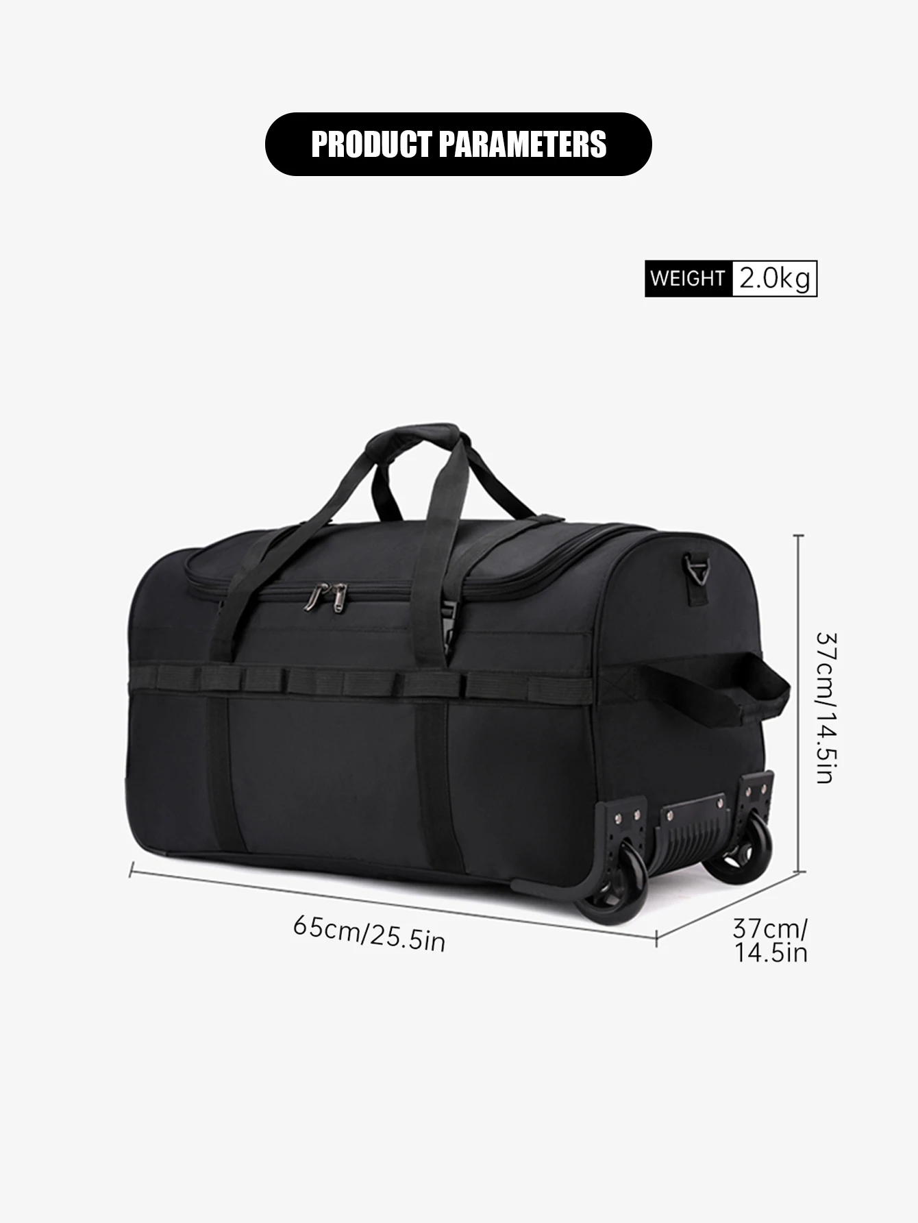 Outdoor Large Capacity Trolley Bag, Travel Bag, Duffel Bag, Airline Checked Bag, Backpack, Tug Bag with Pulleys