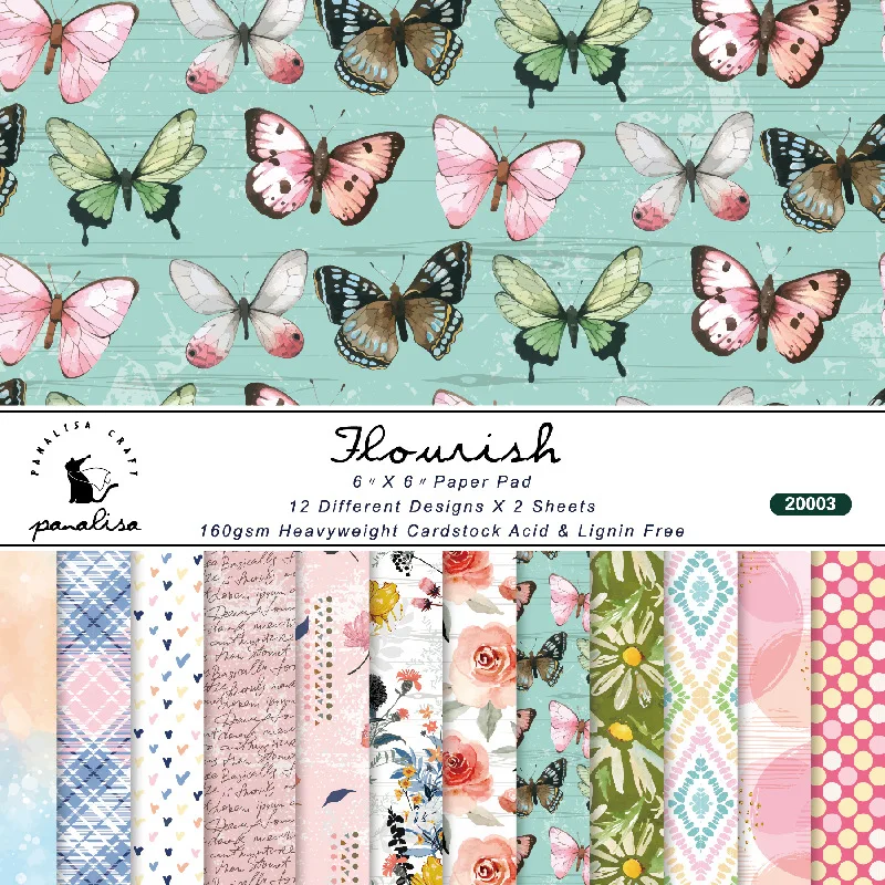 24Sheets/Set Vintage Flower Material Ppaper DIY Scrapbooking Journal Base Collage Photo Props Gift Wrapping Decoration Paper