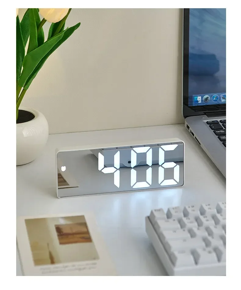 LED Digital Electronic Clock Backlit Large Digital Alarm Clock Temperature Calendar Bedside Table Lamp Night Light Home Decor