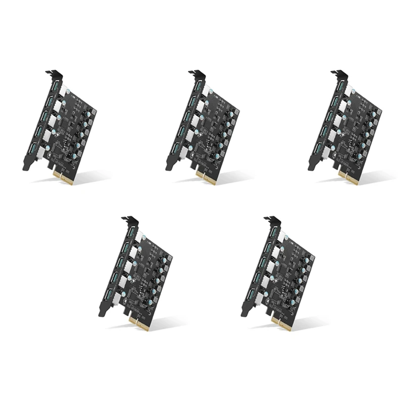 

5X PCI-E-USB 3,2 карта, 5-портовая карта расширения, Pcie материнская плата USB карта, Поддержка Windows 7/8/10 Mac Linux
