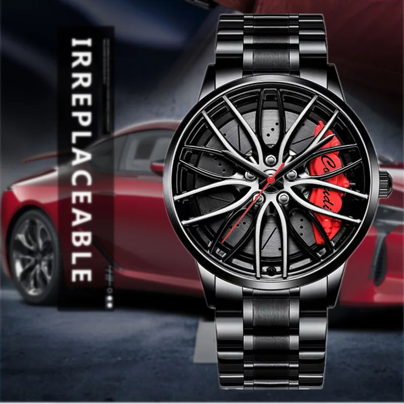 Fashion Luminous Watch Men's Hollowed Out Car Wheel Hub Business Waterproof Quartz Luxury Clock Wristwatch Sports High Quality 6