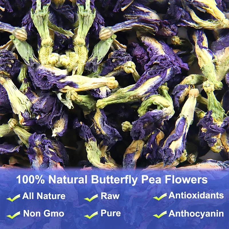 Natural Thai Blue Butterfly Pea Flower Tea Used for Baking Coloring Bathing Skin Care DIY Dessert Cake Help Detoxification