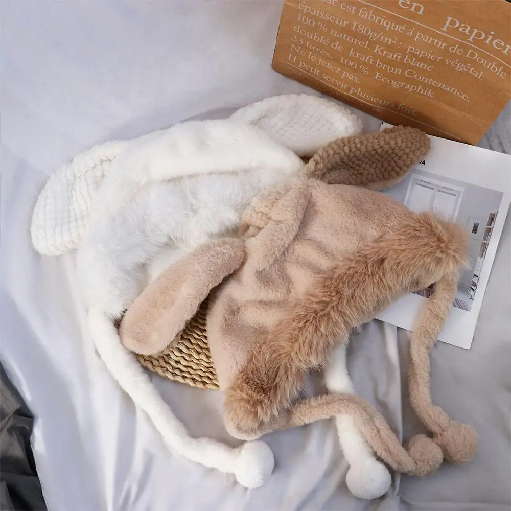 

Fluffy Rabbit Ears Hat Cute Skull Cap Woolen Hat Winter Plush Hat Ear Protection Hat All-match Winter/Autumn