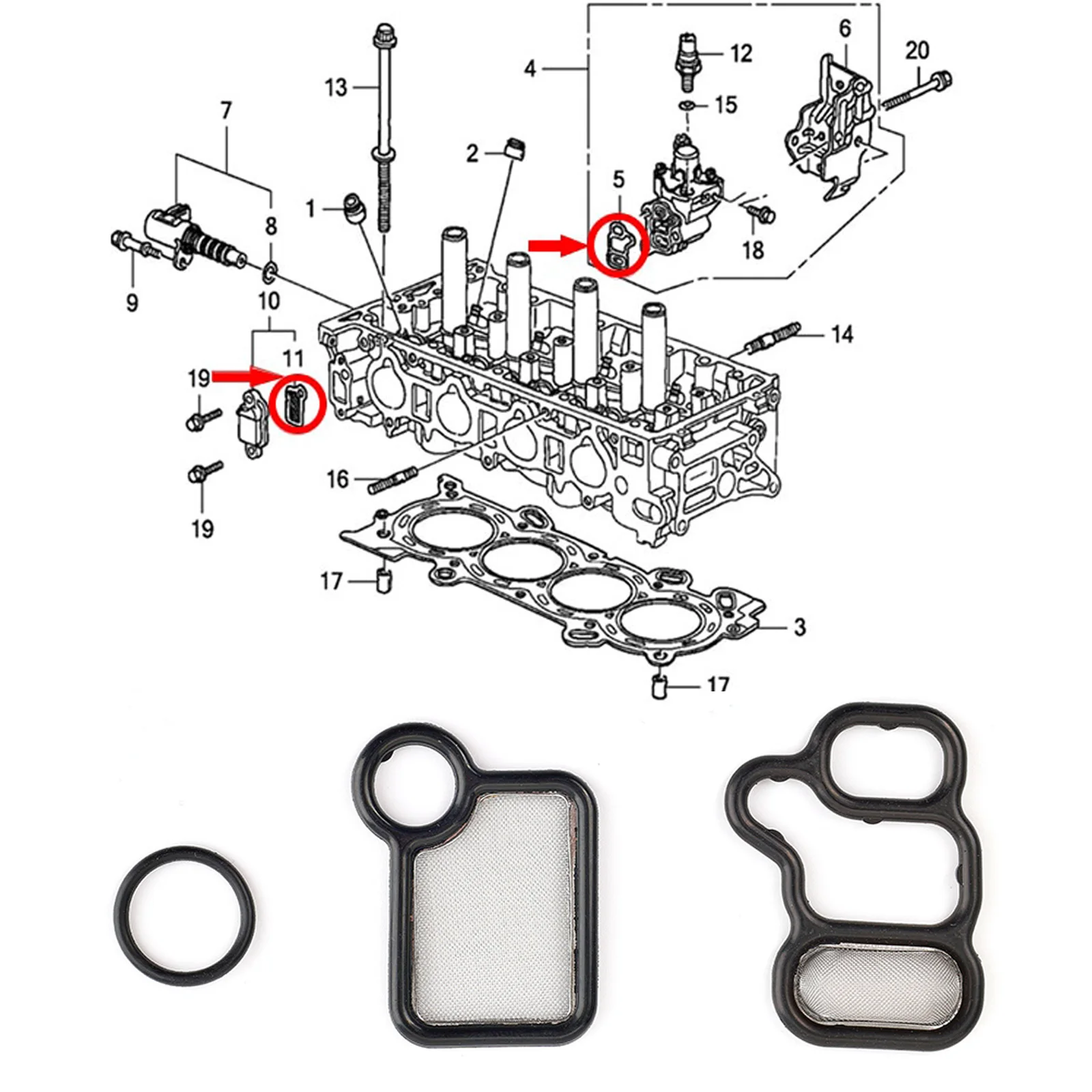 3 Pcs Solenoid Valve Cover Gaskets for VTEC Acura Honda Civic RSX CRV Accord Element 91319-PAA-A01 15815-RAA-A02 15845-RAA-A01 o ring gasket washers and gaskets o ring kit