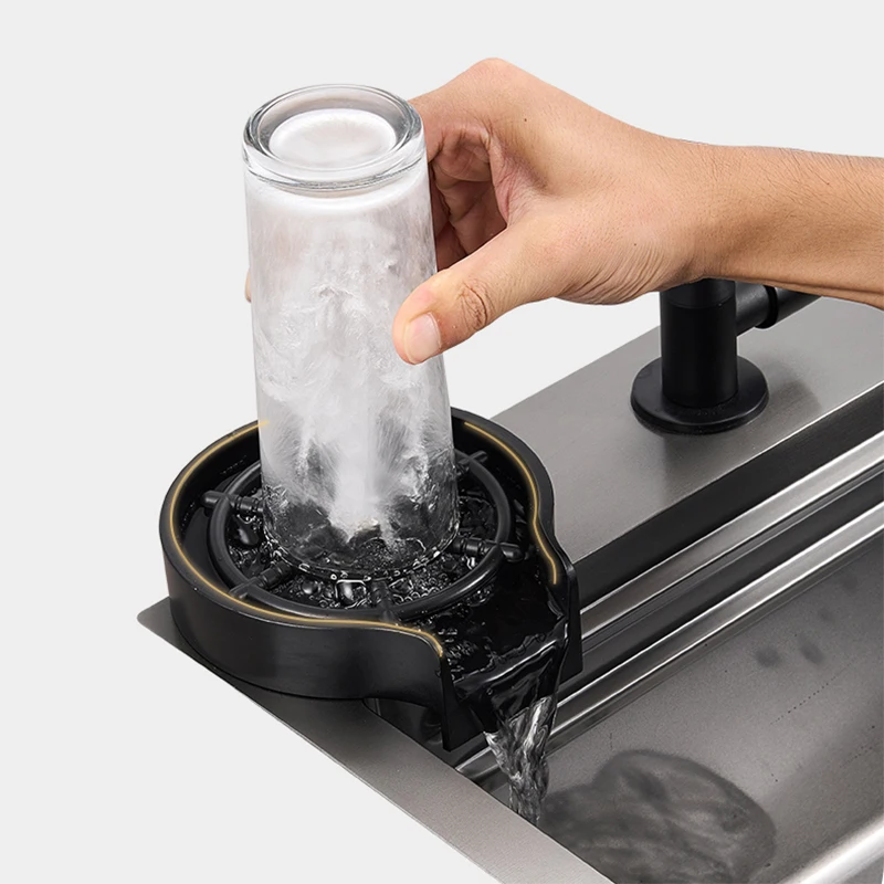Kitchen Accessories Kitchen Sink Kitchen Sink Faucet Set YCRAYS Digital Display Nano Kitchen Sink Large Single Bowl SUS304 Waterfall Faucet Cup Washer Purified Tap Soap Dispenser