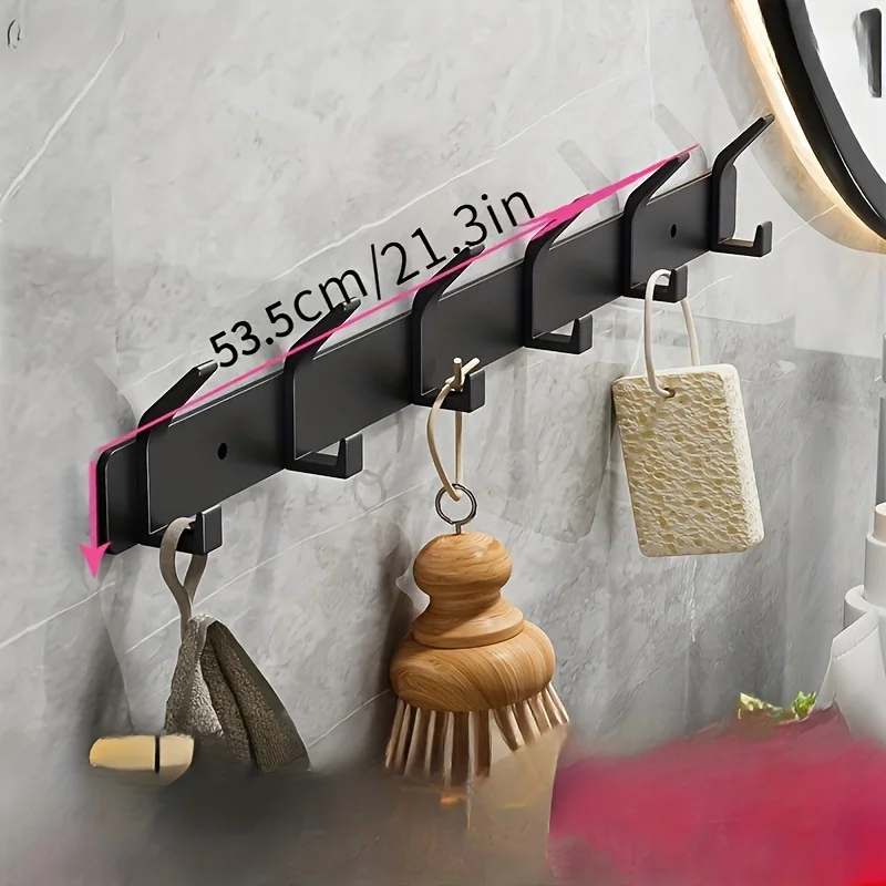 Double Layer Heavy-Duty Hanger, Suitable For Clothes, Hats, Umbrellas, And Keys-Black Metal Storage Rack With Multiple Hooks