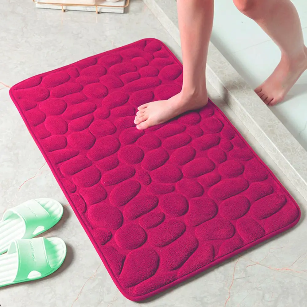 Cobblestone Embossed Non-Slip Washable Bath Mat Rug