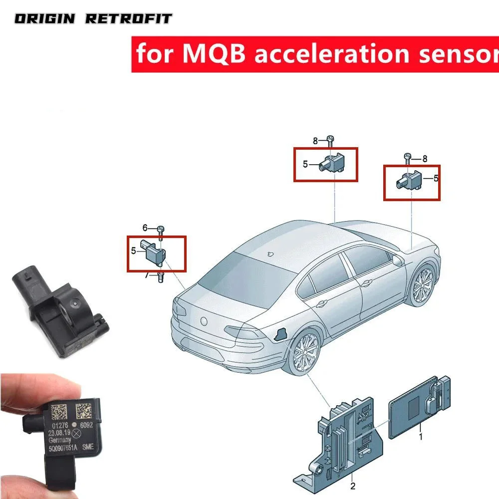 Crash Impact Sensor 5Q0 907 651 A for MQB Jetta Golf Atlas T -Roc CC Tiguan Passat Q3 Leon Accelerator Accelerate Sensor