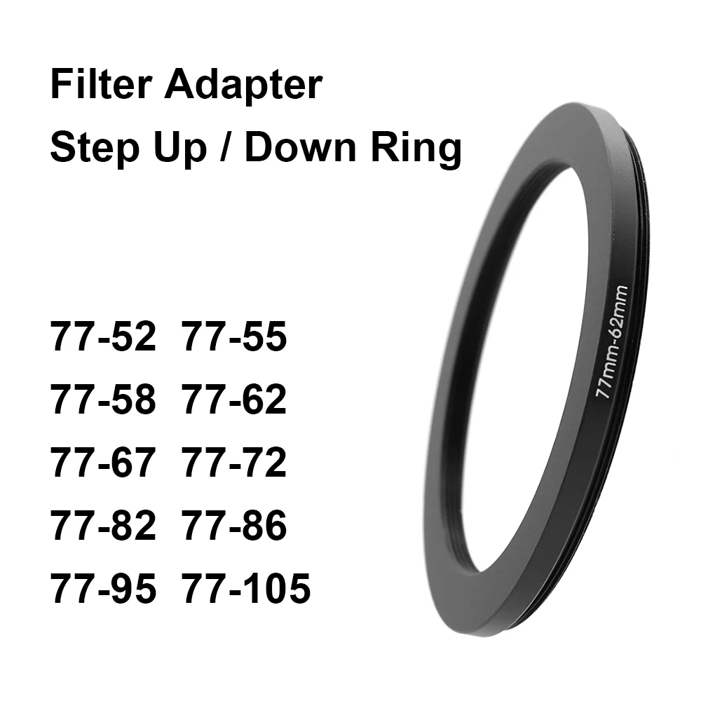 77-82mm Step Up Ring Aviation-grade Aluminum Filter Adapter Ring 2-pack with a Cleaning Cloth