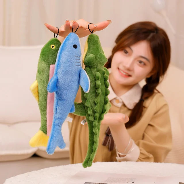 Pet Plush Toy Cat Dog Voice Shark Fish Puzzle Toy Bite Resistant Interactive Pet Dog Teeth Cleaning Chew Toy Pet Supplies