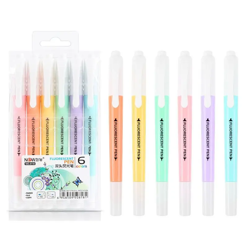 

6 Colors Highlighters Set Fluorescence Marker Pens Quick Dry for Student Teacher U4LD