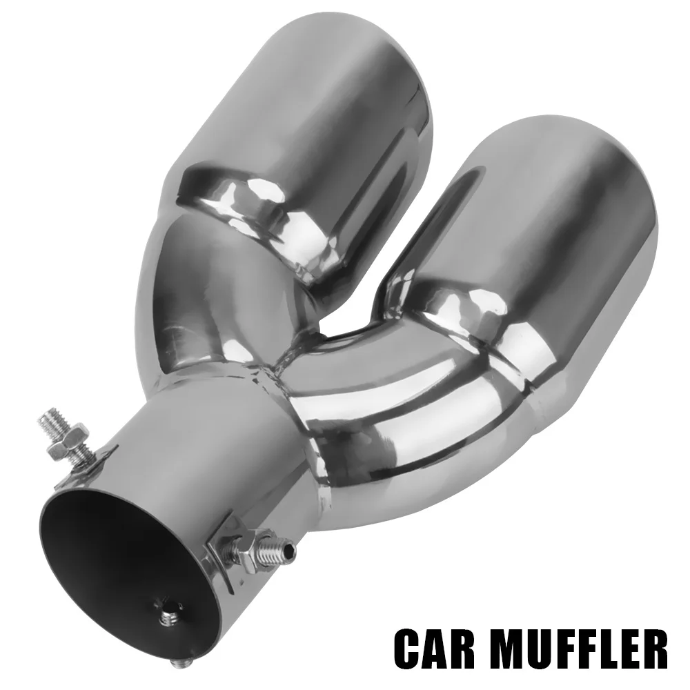 Silenziatore Sportivo Universale In Acciaio Inox Con Doppia Uscita - 57mm Di Diametro, Per Auto, Con Fascette, Compatibile Con Molte Marche