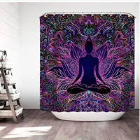 Waterproof Shower Curtain Mandala Flower Printed Bath Curtain Polyester Fabric Geometric Home Bath Decor Curtains With 12 Hooks 2