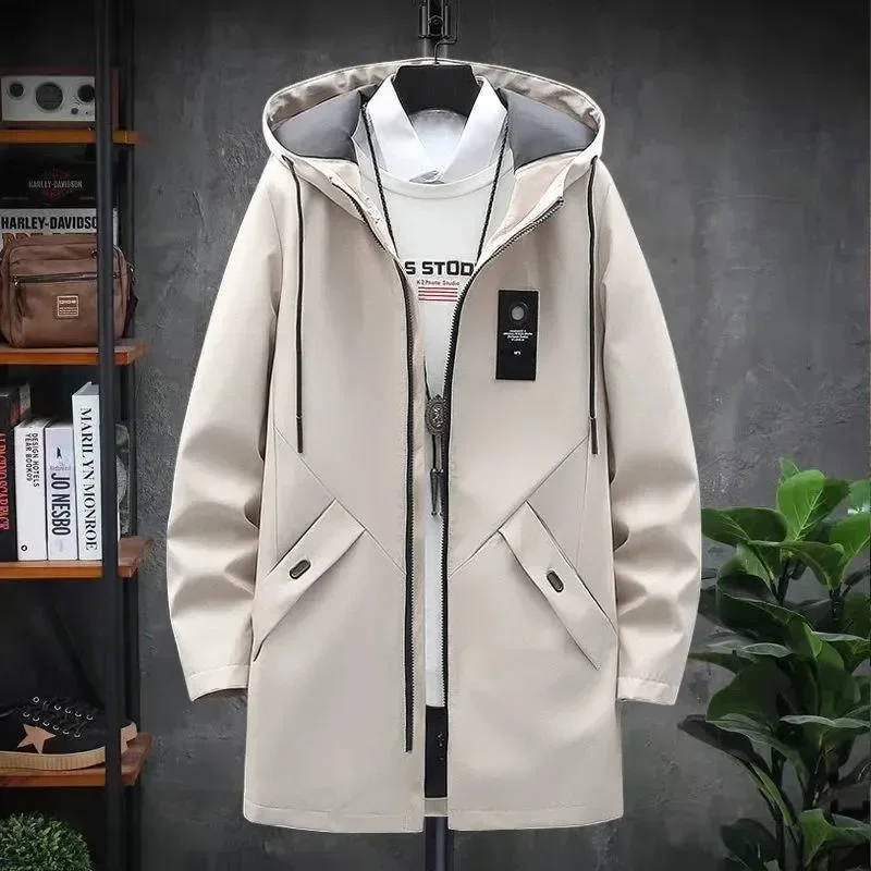 2024 Spring and Autumn New Men's Classic Fashion In The Long Windbreaker Men's Casual Loose Large Size High-Quality Coat M-5XL