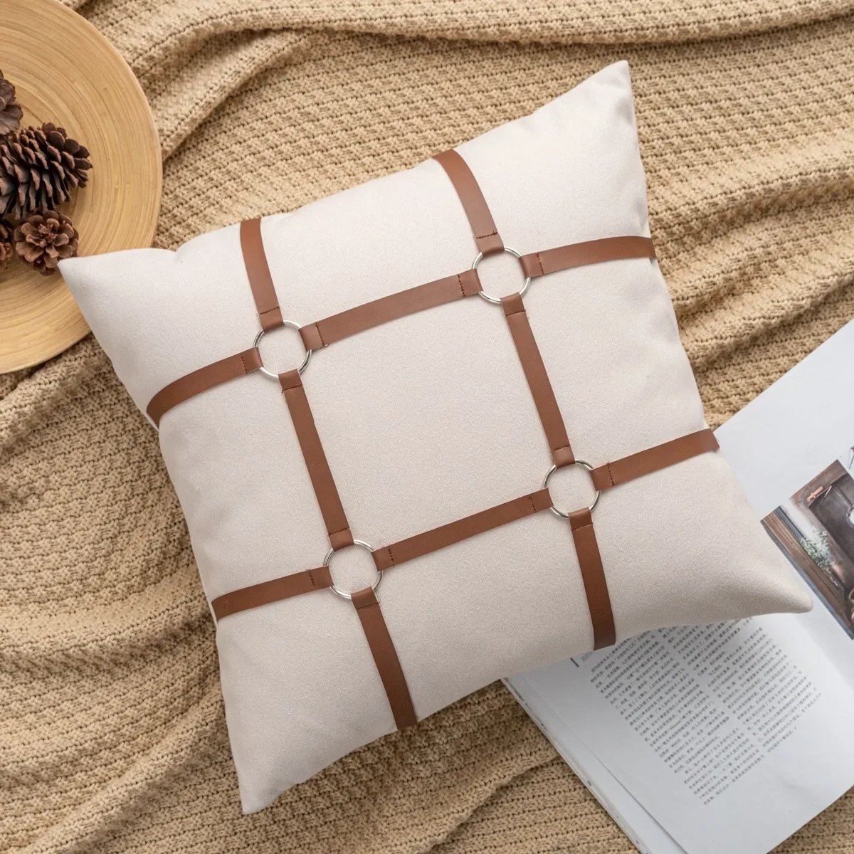 بو الجلود السرج غطاء الوسادة فو الجلود سلوب القطن...