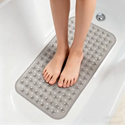 Premium Non - Slip Shower Mat with Suction Cups and Drain Holes - 38x70cm (Clear Grey)