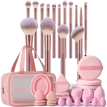 38PCS Makeup Tools:15PCS Makeup brush set+1PC cosmetic bag+4PCS Makeup Tools+15PCS Makeup Sponges+3PCS Powder Puffs 1