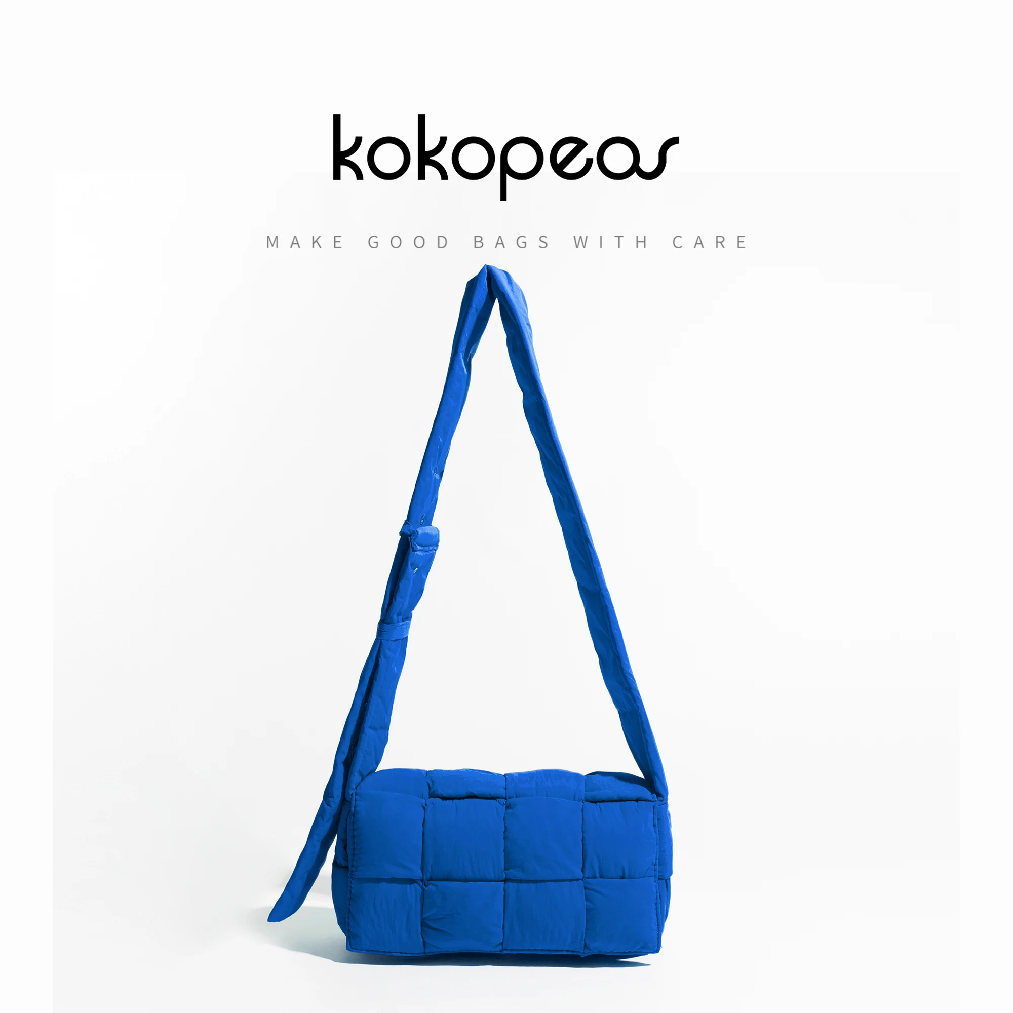 

KOKOPEAS Quilted Down Padded Crossbody Bag For Woman Nylon Fluffy Plaid Female Shoulder Purse Simple Fashion Tote Handbag