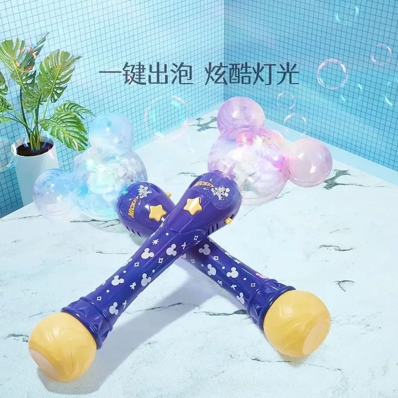 Disney  Cartoon Mickey Mouse Automatic Blowing Bubble Stick Lighting&music Waterproof Toy For Kids Girl toy Gifts 6