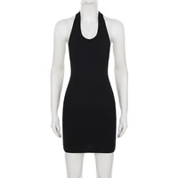 SUCHCUTE noir Sexy dos nu robe licou femmes sans manches col bas robe de soirée Club esthétique années 90 Clubwear vêtements Chic tenue 5