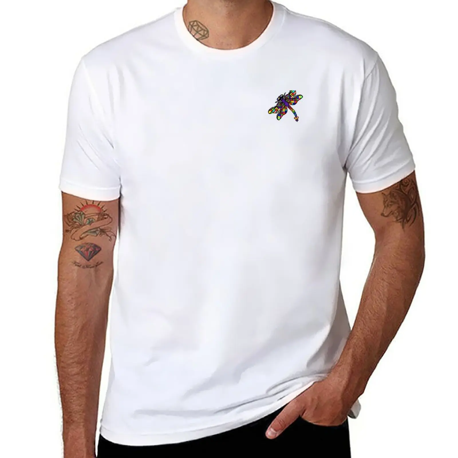 Soloflyght-Bella Libellula Multicolore-Piccola Libellula Di Amanda M Lucas T-Shirt Blanks Plain Men Graphic T-Shirt