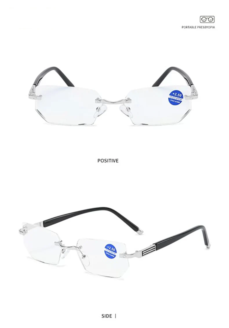 Kann neue randlose doimand geschnittene Lesebrille Herren Anti Blaulicht alte Brille Business-Stil blühen – Detail 5